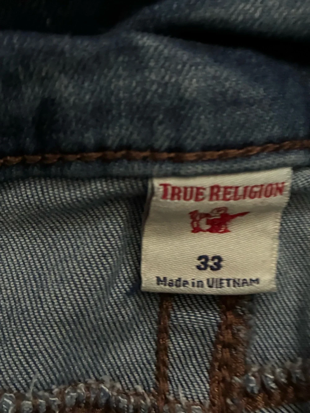 Y2K True Religion Men's Blue Washed Slim Straight Jeans